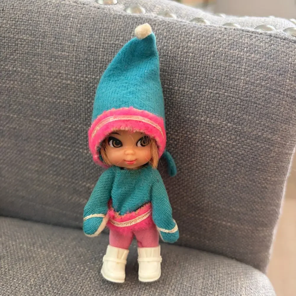 Vintage Liddle Kiddles Freezy Sliddle Doll, Clothes, Sled 1960s
